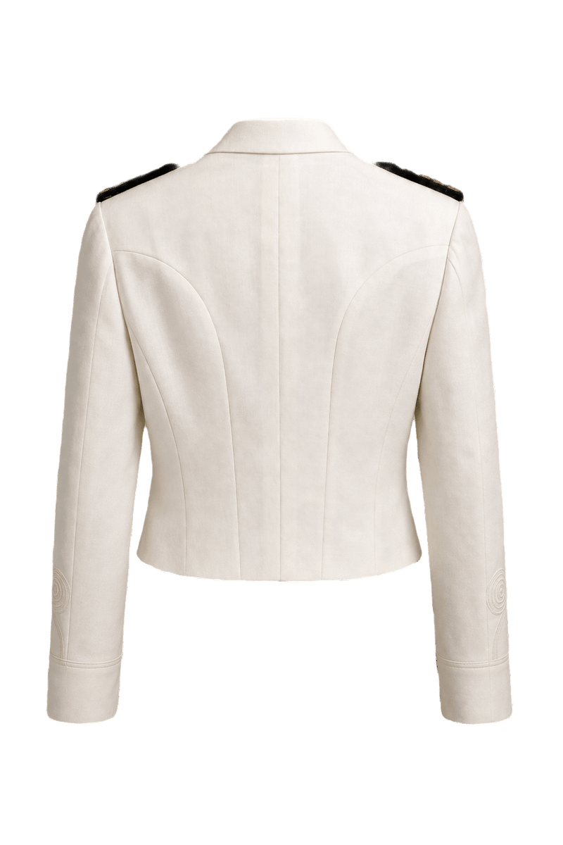 1980s Cream Wool Blend Jacket - Back View