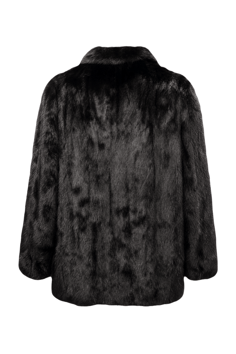 1980s Black Fur Fur Coat - Back View