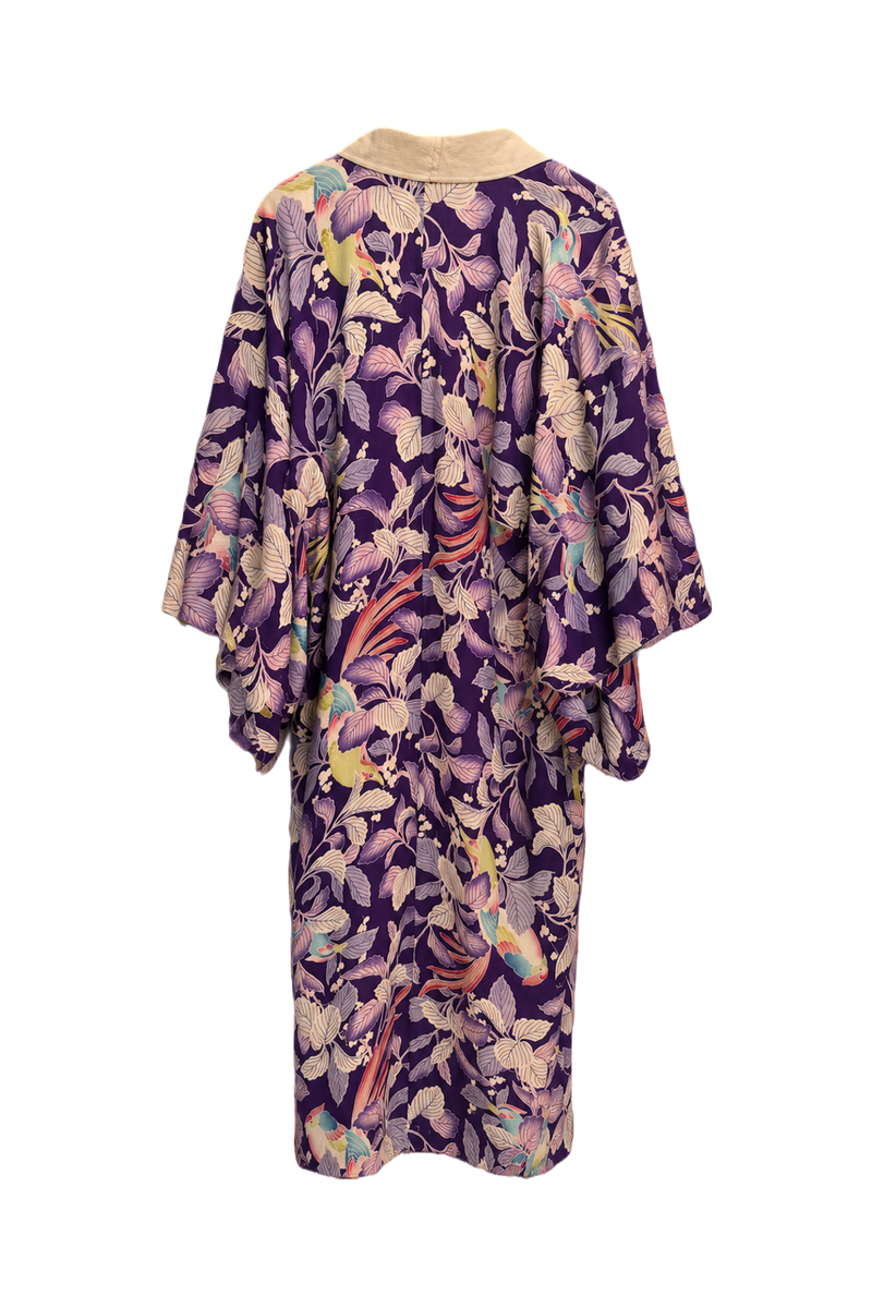 1930s Purple Silk Kimono - Back View