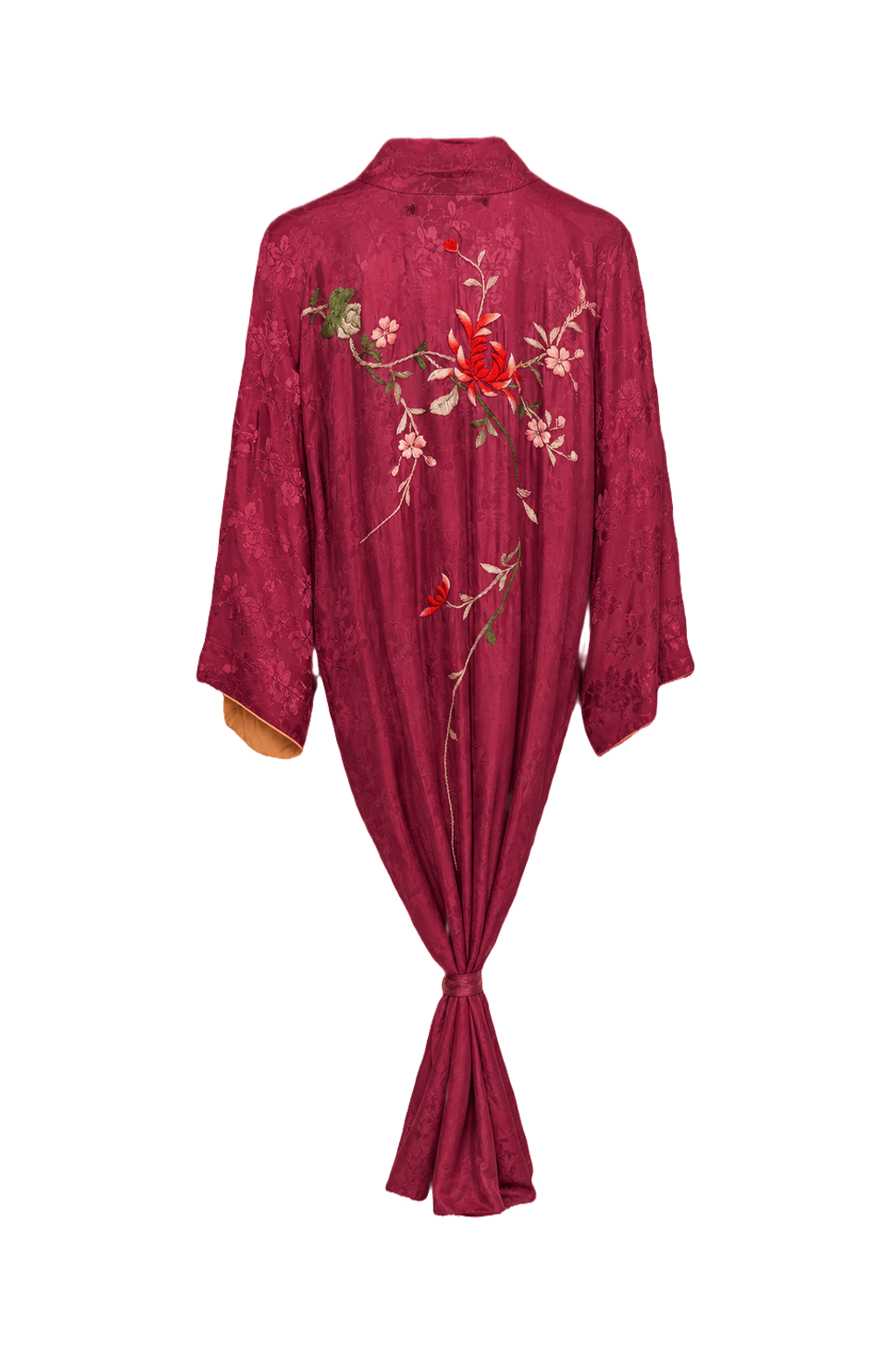 1930s Deep Burgundy Silk Robe - Back View