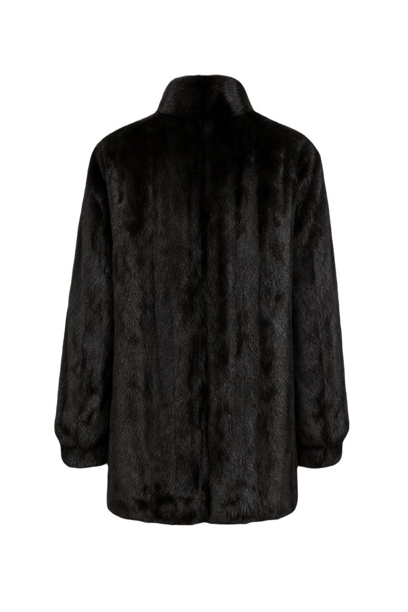 1980s Black Fur Coat - Back View