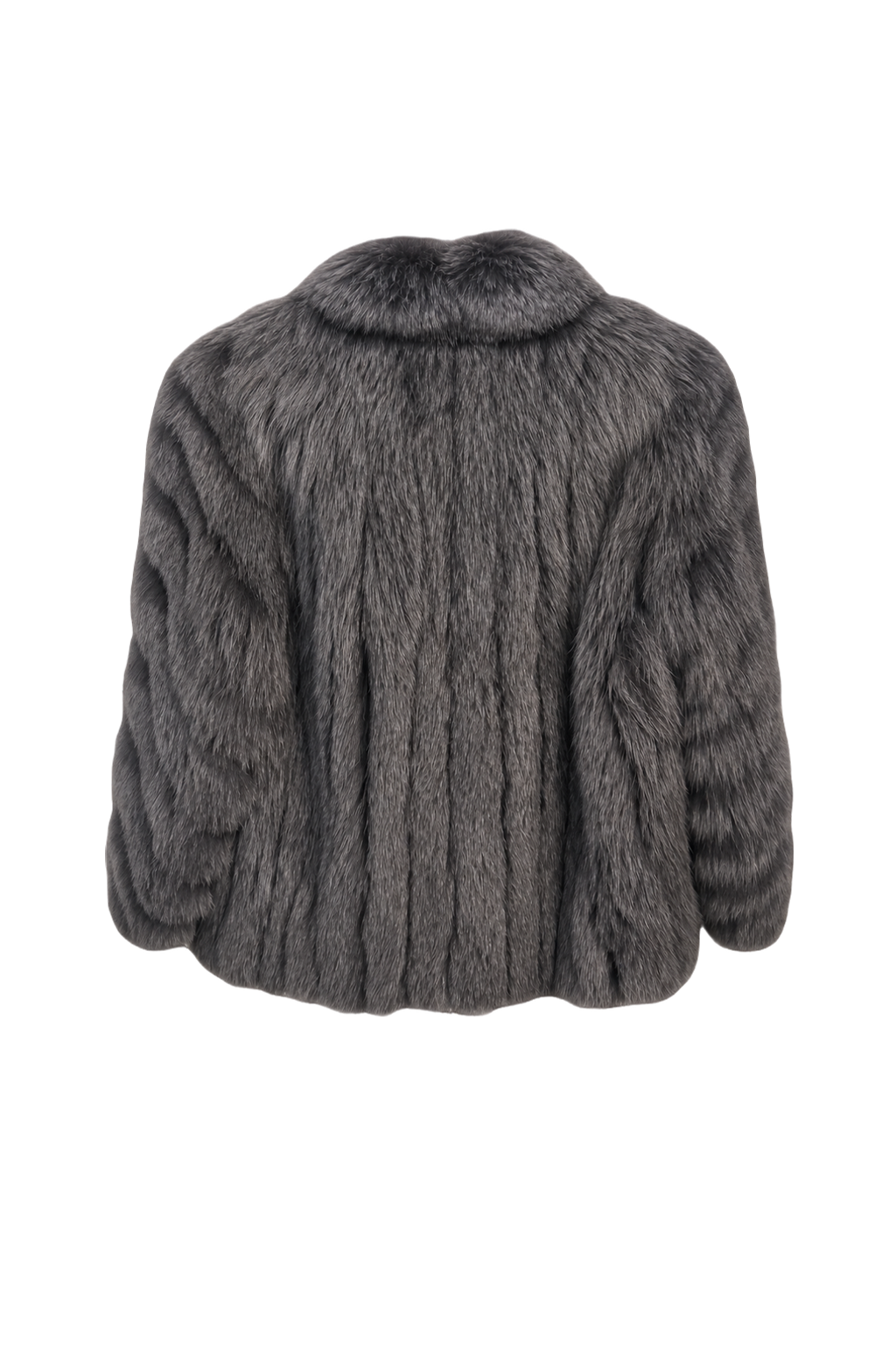 1980s Grey Faux Fur Coat - Back View