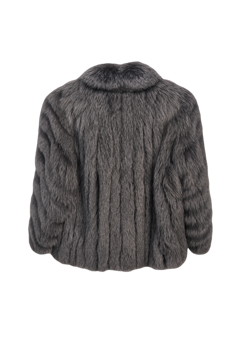 1980s Grey Faux Fur Coat - Back View