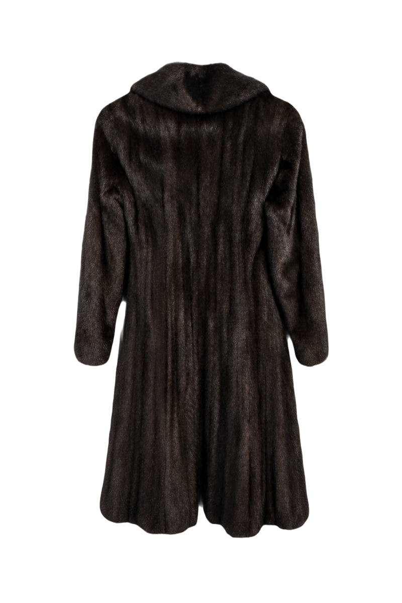 1980s Dark Brown Fur Coat - Back View