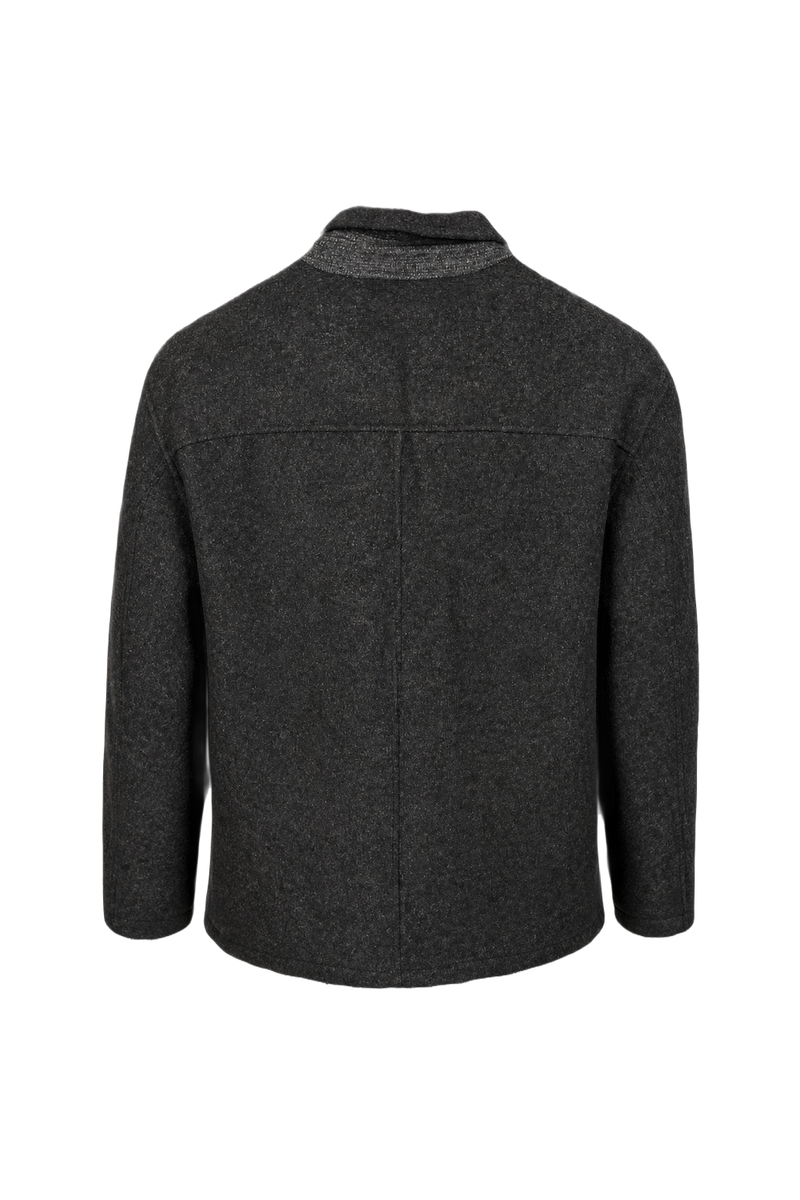 1990s Charcoal Grey Wool Jacket - Back View