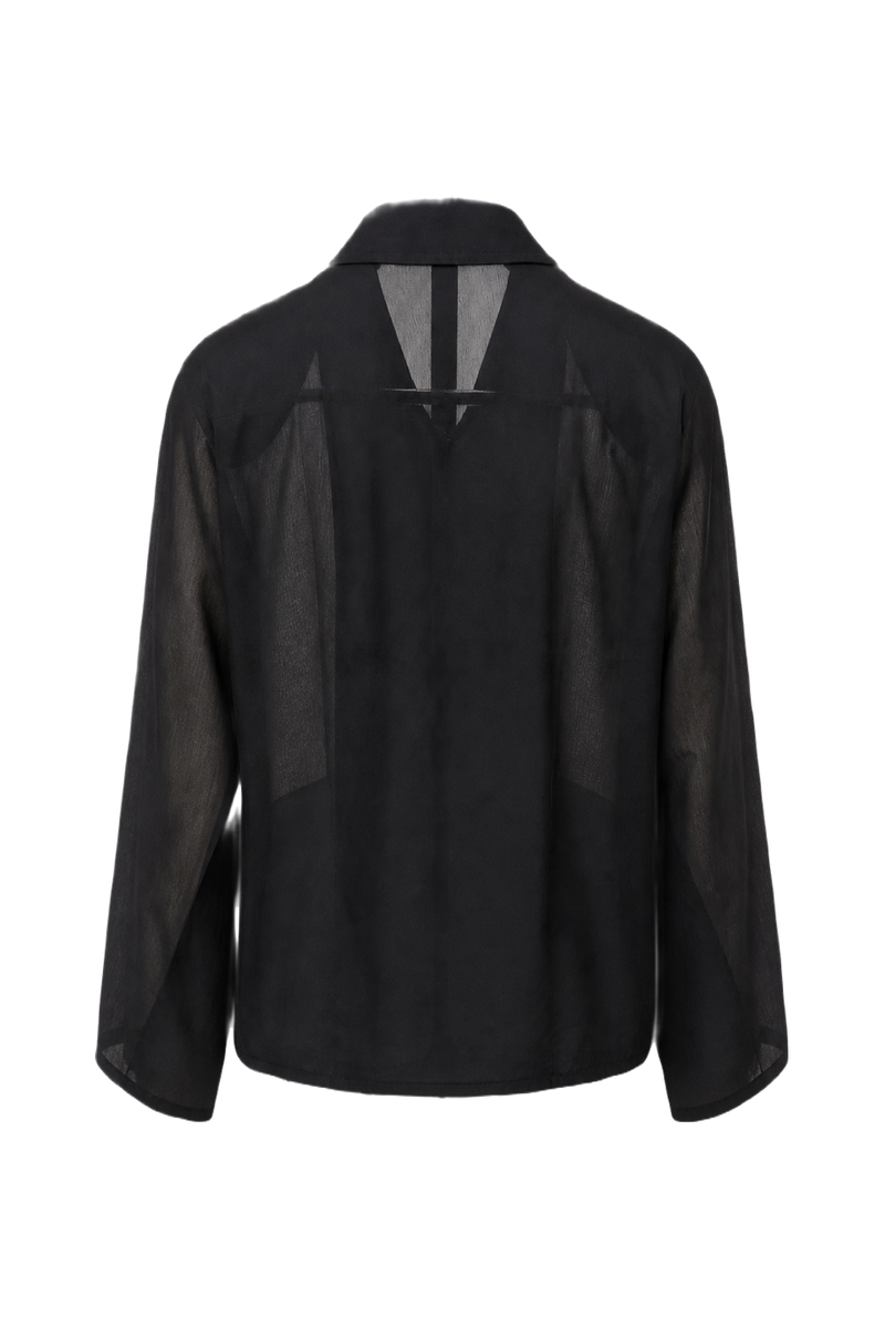 1990s Black Synthetic Jacket - Back View