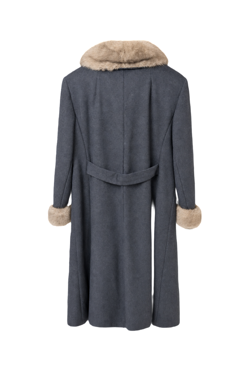 1960s Charcoal Grey Wool Coat - Back View