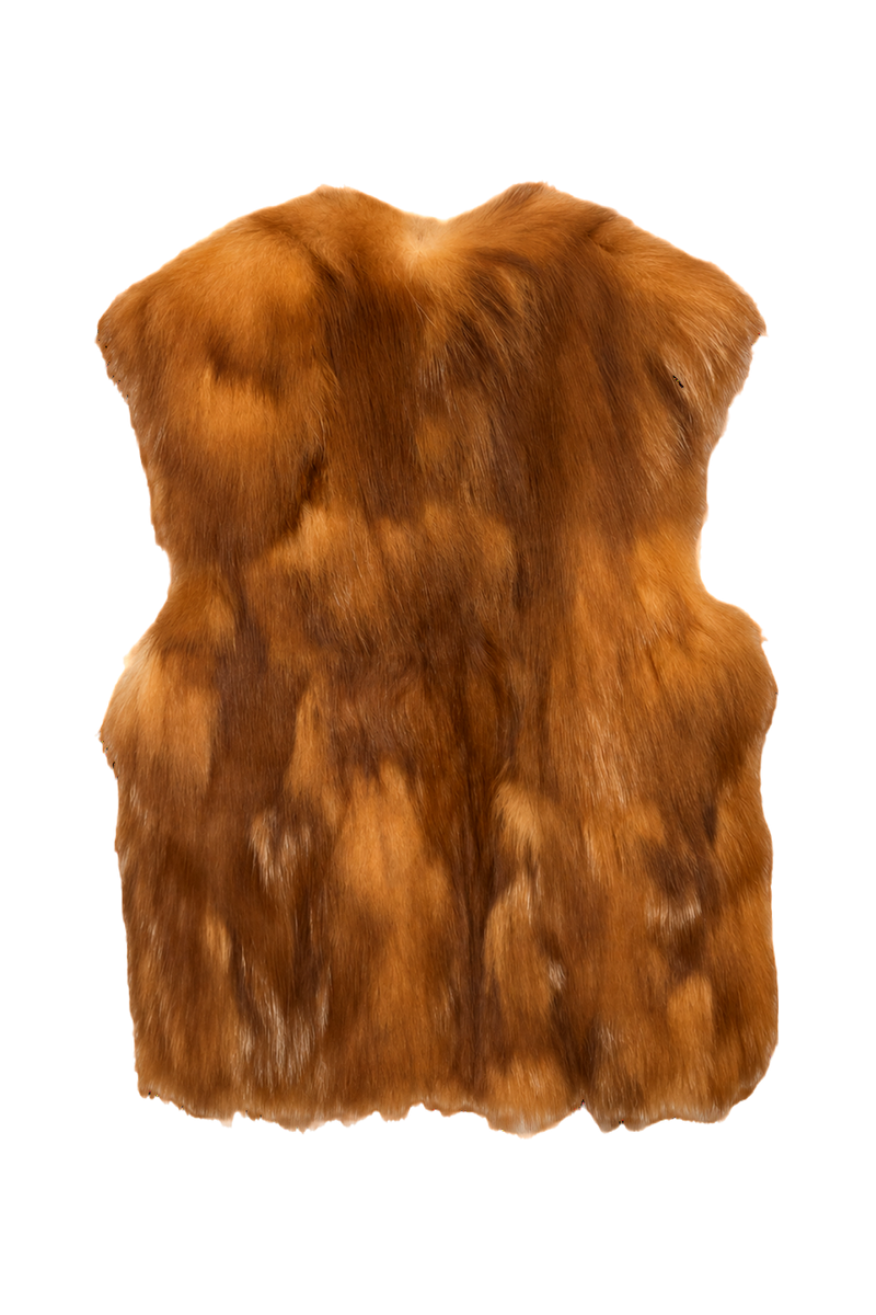 1980s Orange-Brown Fur Vest - Back View
