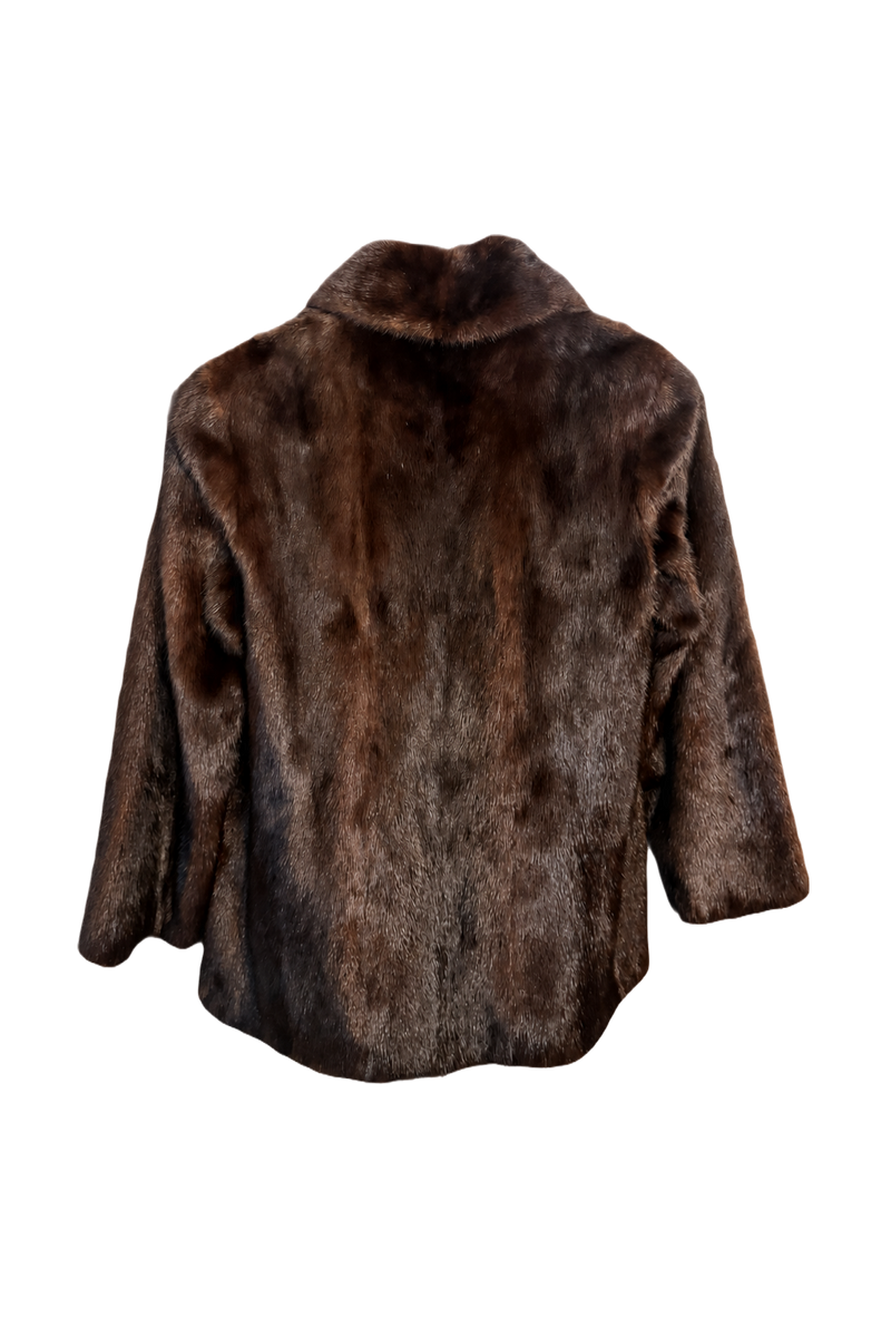1980s Dark Brown Fur Coat - Back View