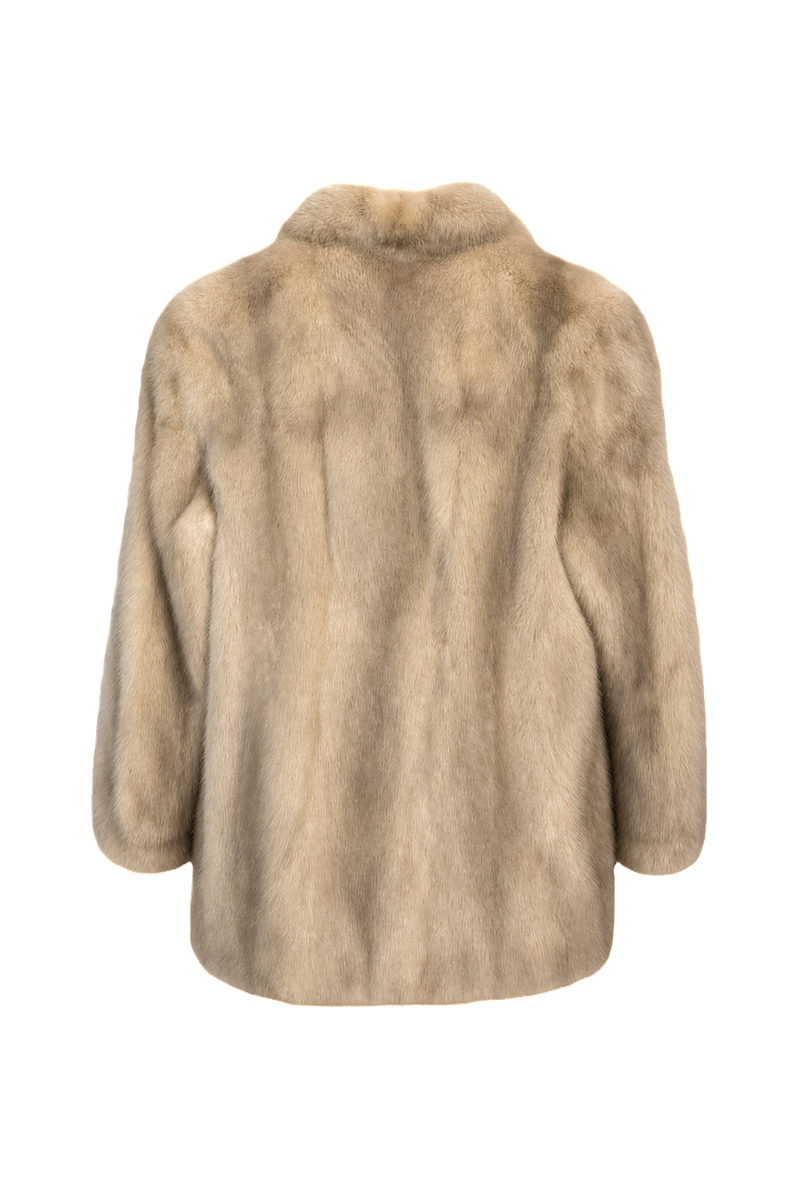 1990s Cream White Fur Coat - Back View