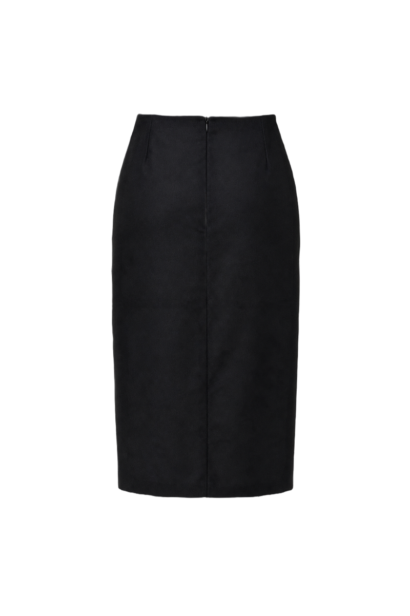 1990s Black Wool Skirt - Back View