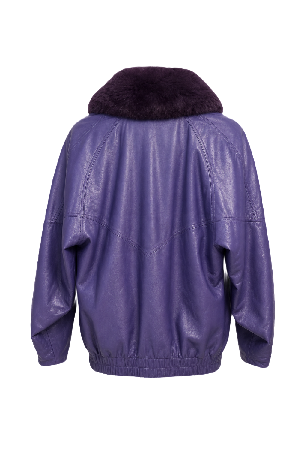 1980s Purple Leather Jacket - Back View