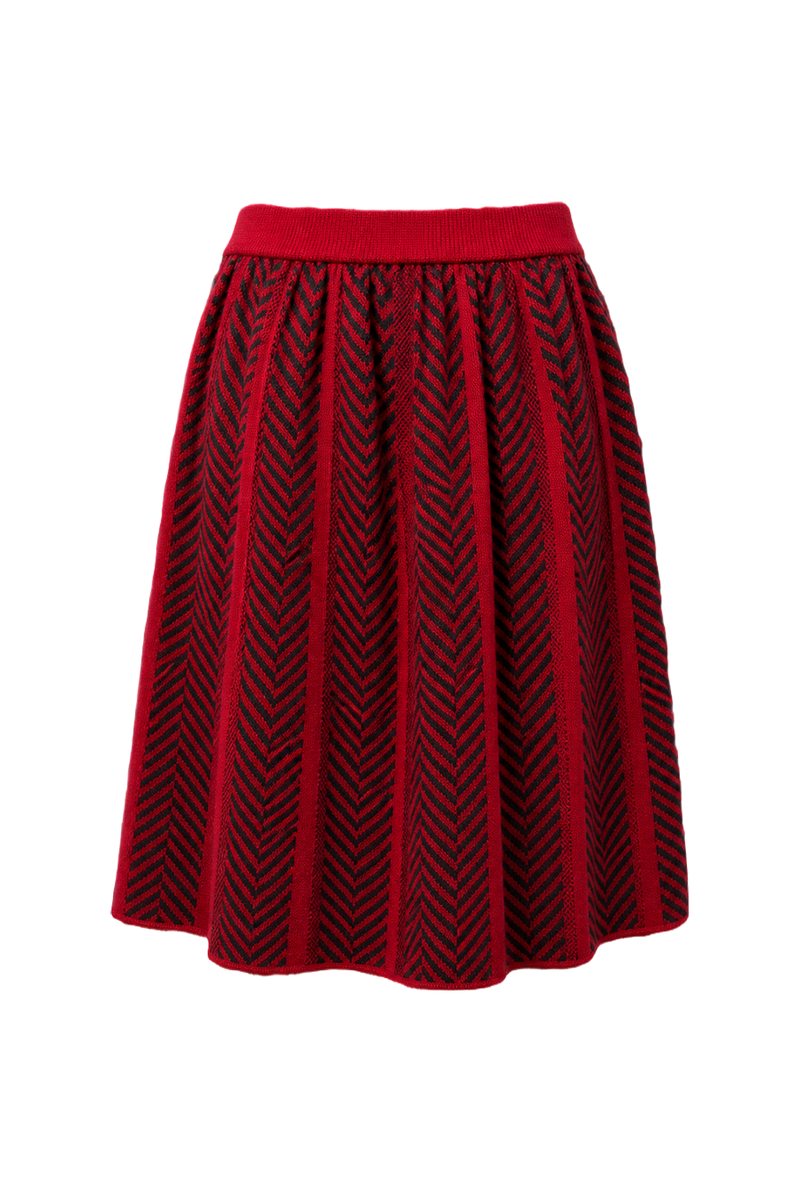1970s Red Wool Skirt - Back View