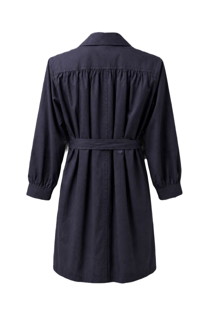 1980s Navy Blue Cotton Trench Coat - Back View