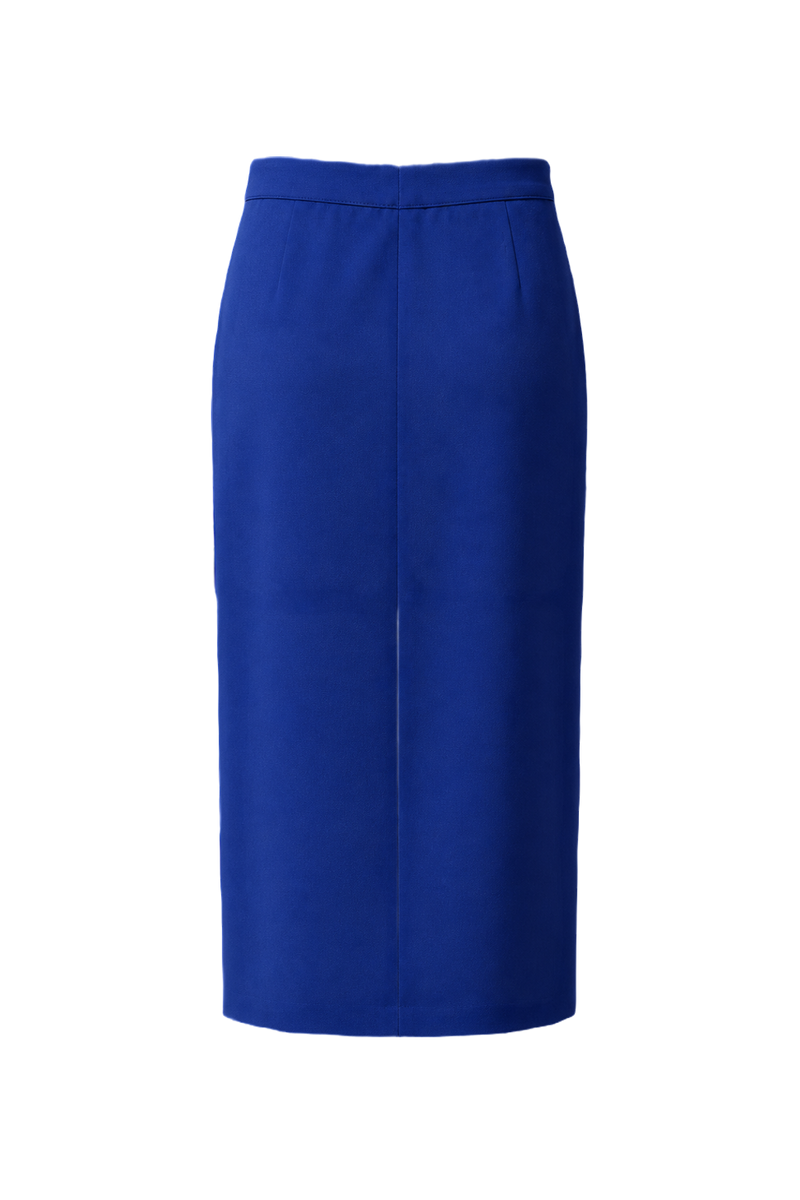 1990s Royal Blue Polyester Skirt - Back View