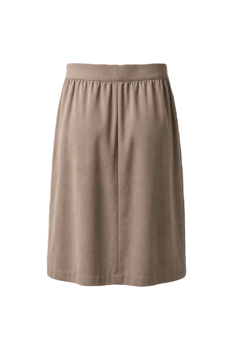 1980s Beige Silk Blend Skirt - Back View