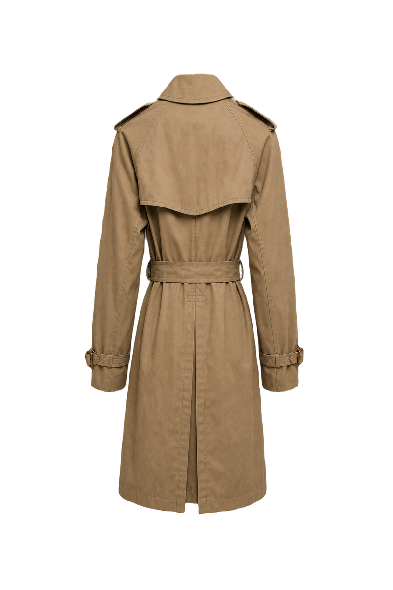 1980s Beige Cotton Trench Coat - Back View
