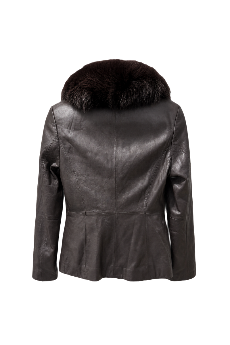 1980s Dark Brown Leather Jacket - Back View