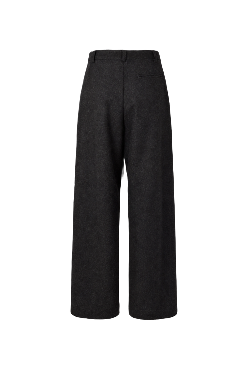 1980s Charcoal Grey Wool Trousers - Back View