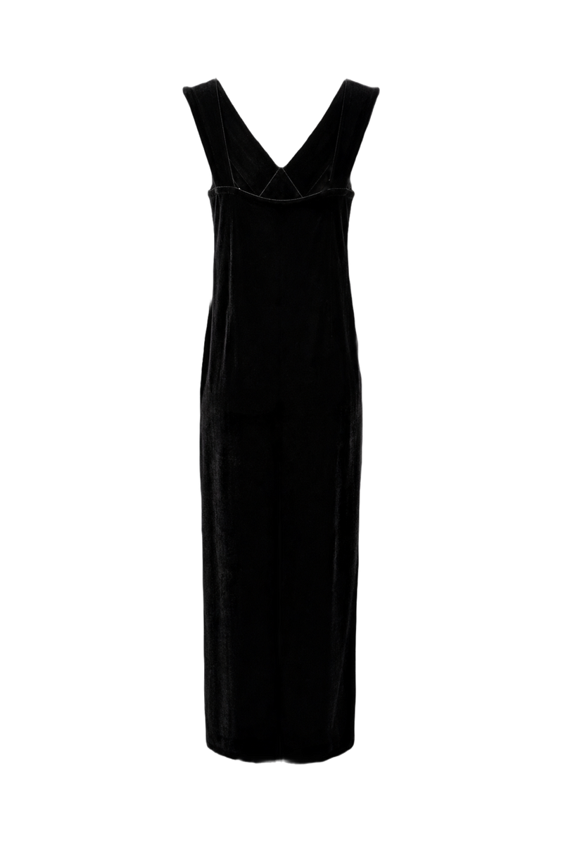1990s Black Velvet Dress - Back View