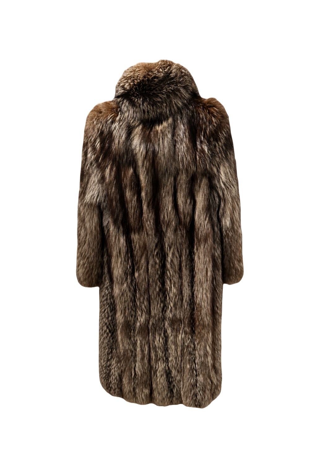 1990s Multicolor Brown Fur Coat - Back View