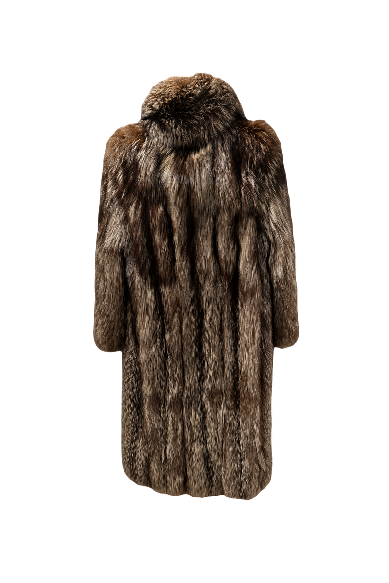 1990s Multicolor Brown Fur Coat - Back View