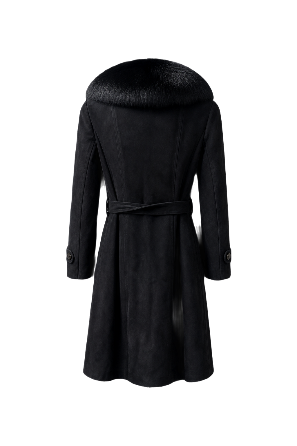 1980s Black Fur Medium Fur Coat - Back View