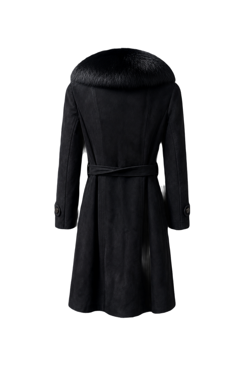 1980s Black Fur Medium Fur Coat - Back View