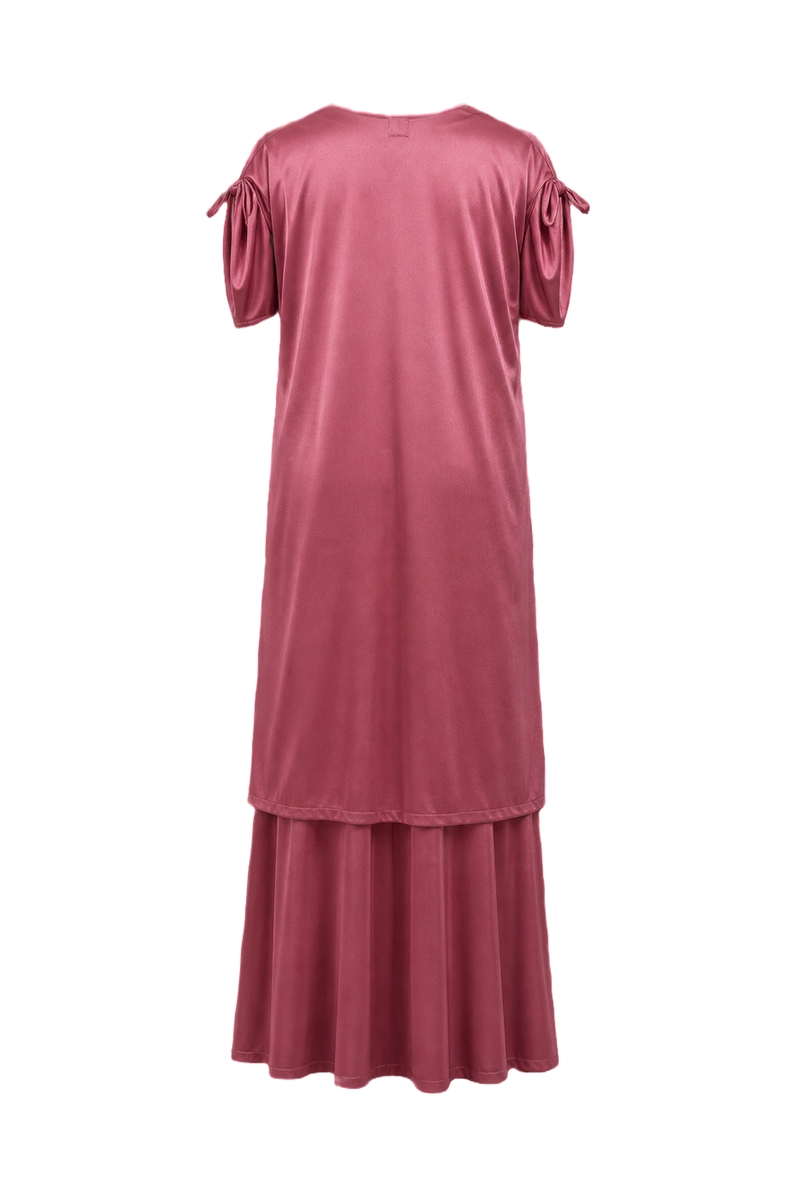 1980s Dusty Rose Pink Polyester Dress - Back View