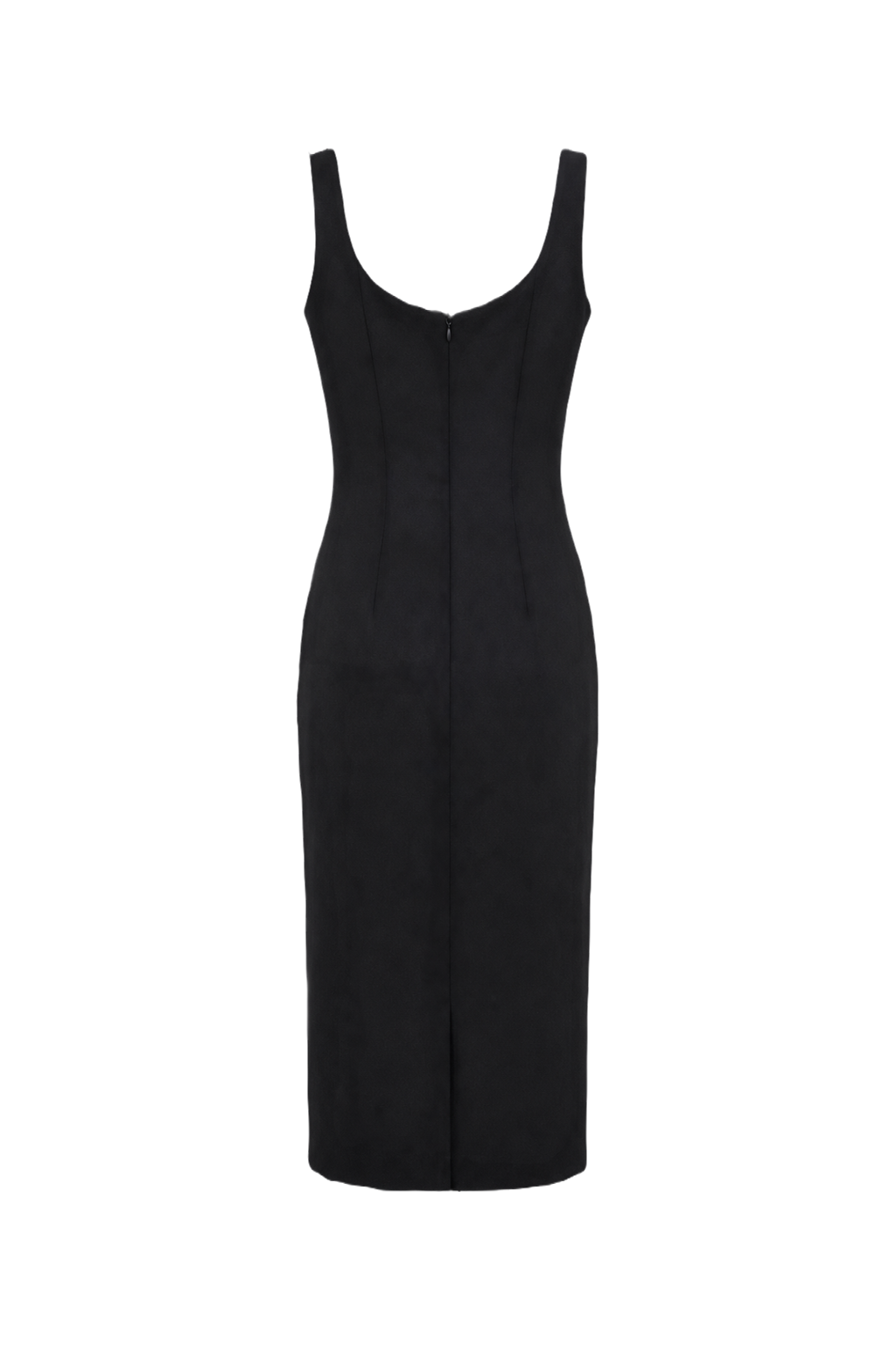 1990s Black Polyester Dress - Back View