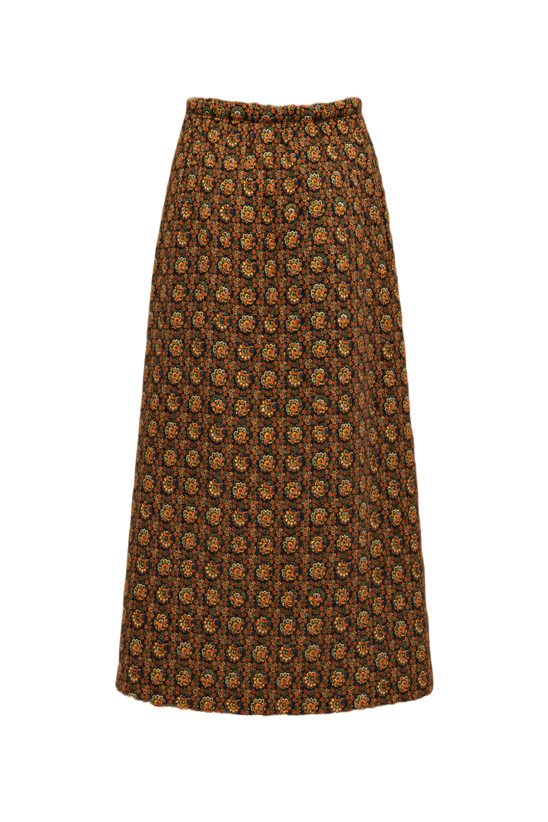 1970s Multicolor Cotton Skirt - Back View