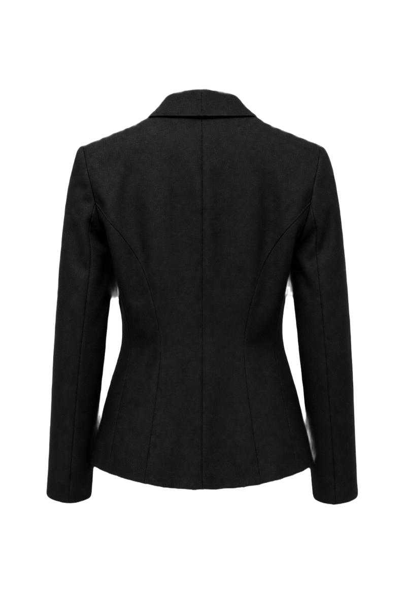 1980s Black Wool Blend Jacket - Back View