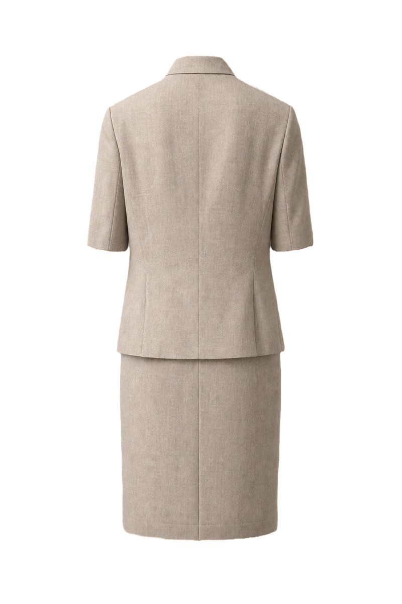 1980s Cream Wool Blend Skirt Suit - Back View