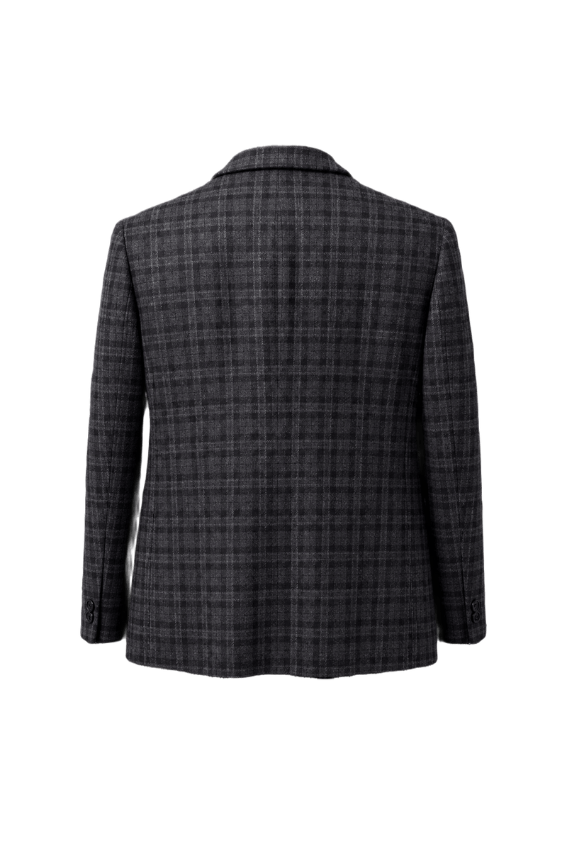 1980s Dark Grey Wool Blend Blazer - Back View