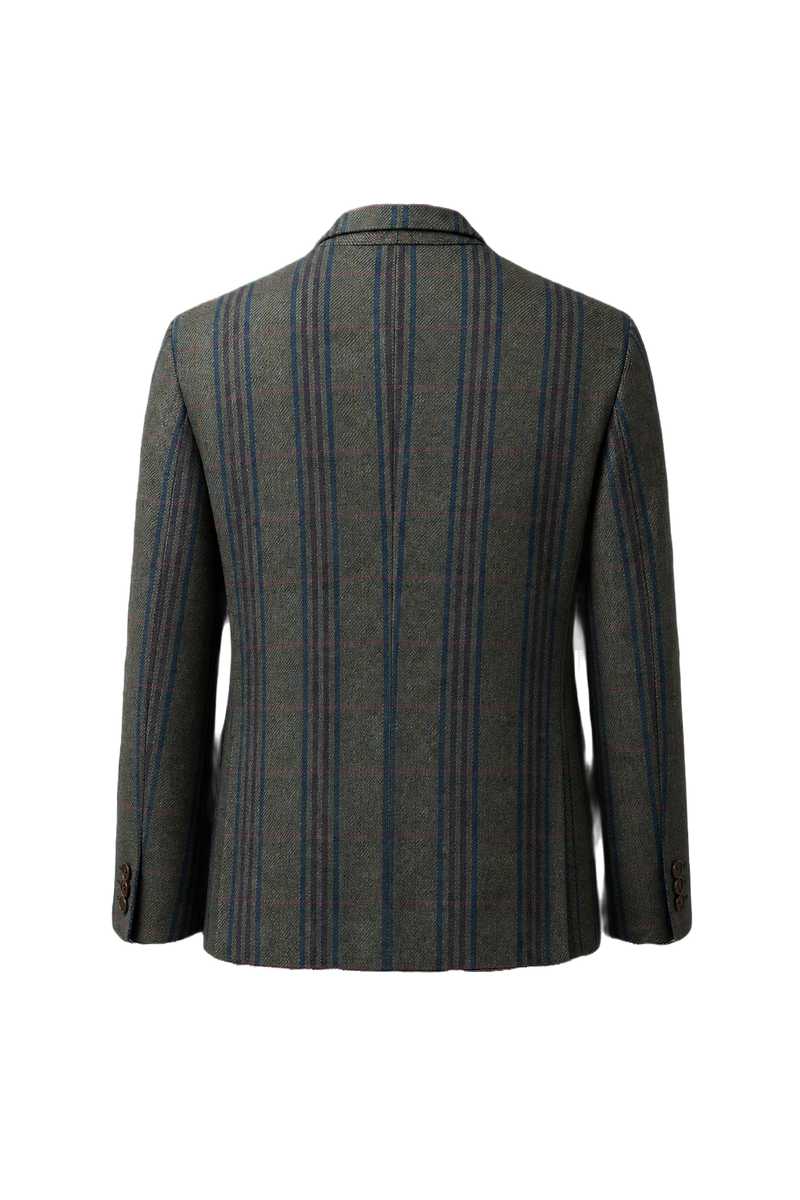 1980s Grey Wool Blend Blazer - Back View