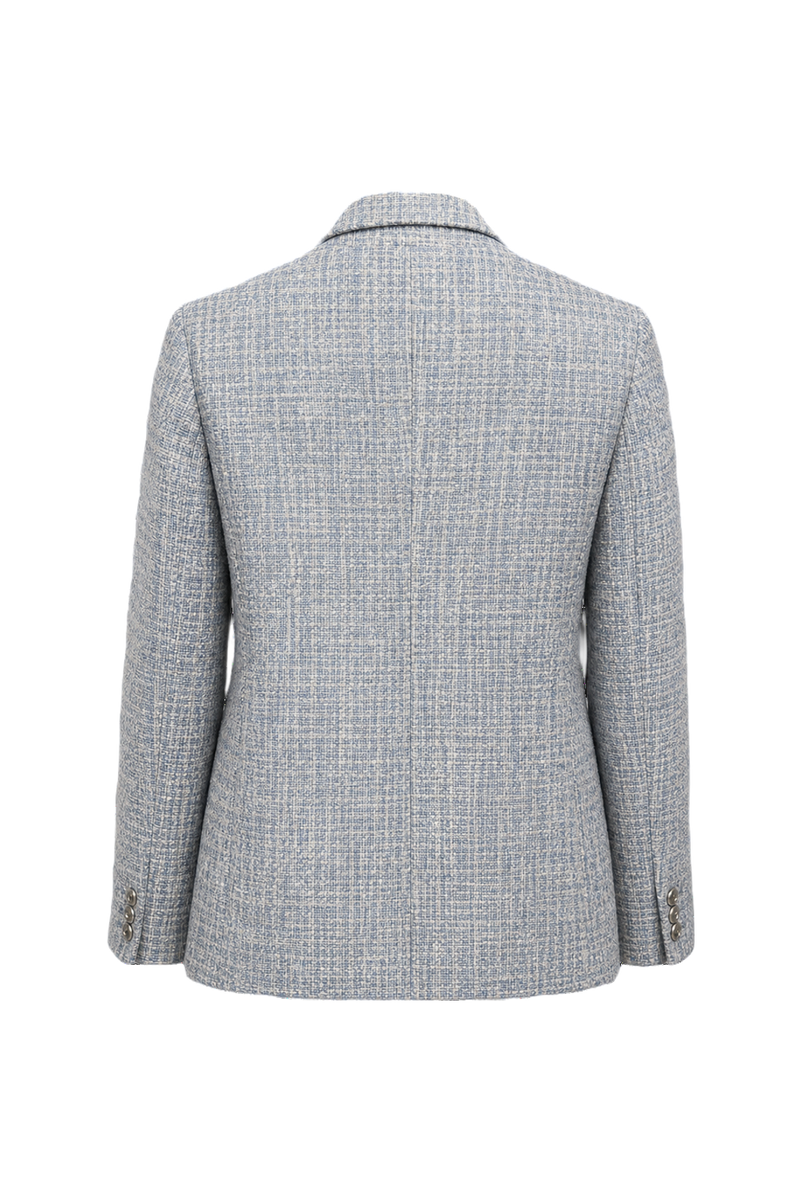 1990s Light Blue Wool Blend Blazer - Back View