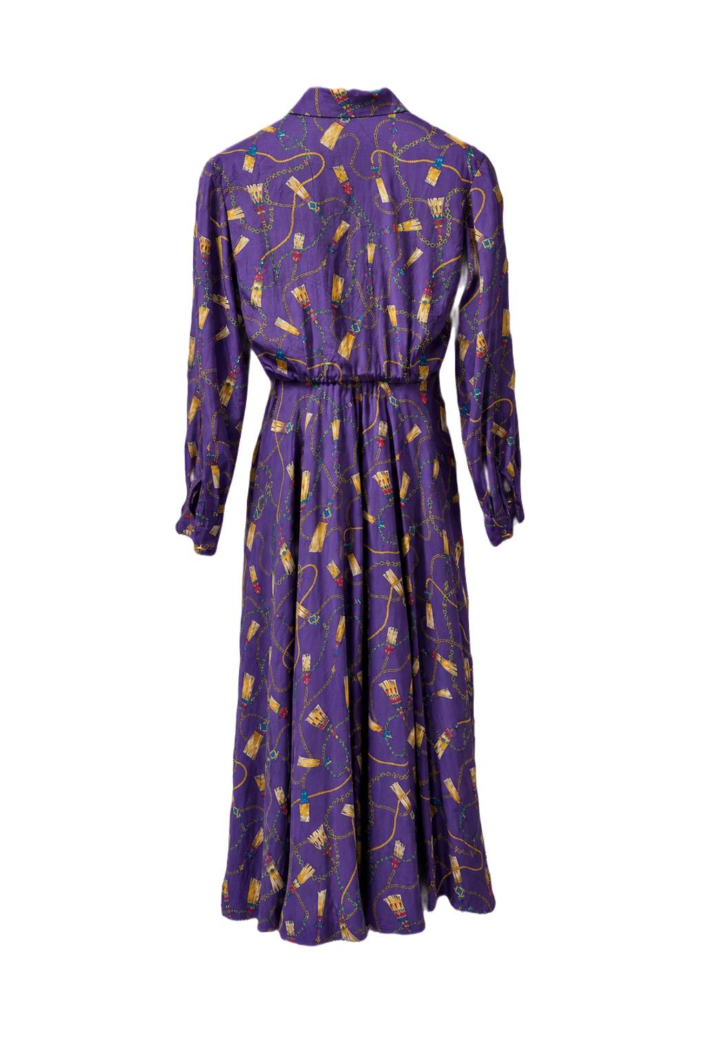 1990s Purple Polyester Dress - Back View