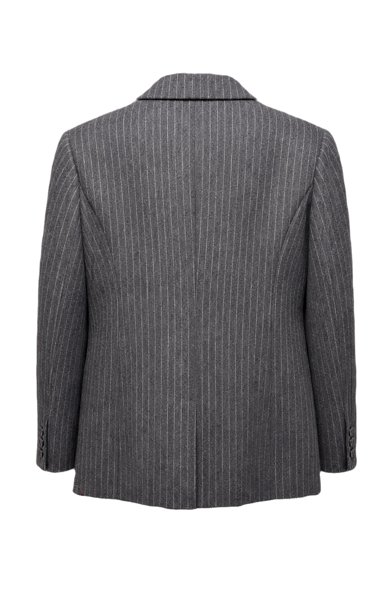1970s Charcoal Grey Wool Blend Blazer - Back View