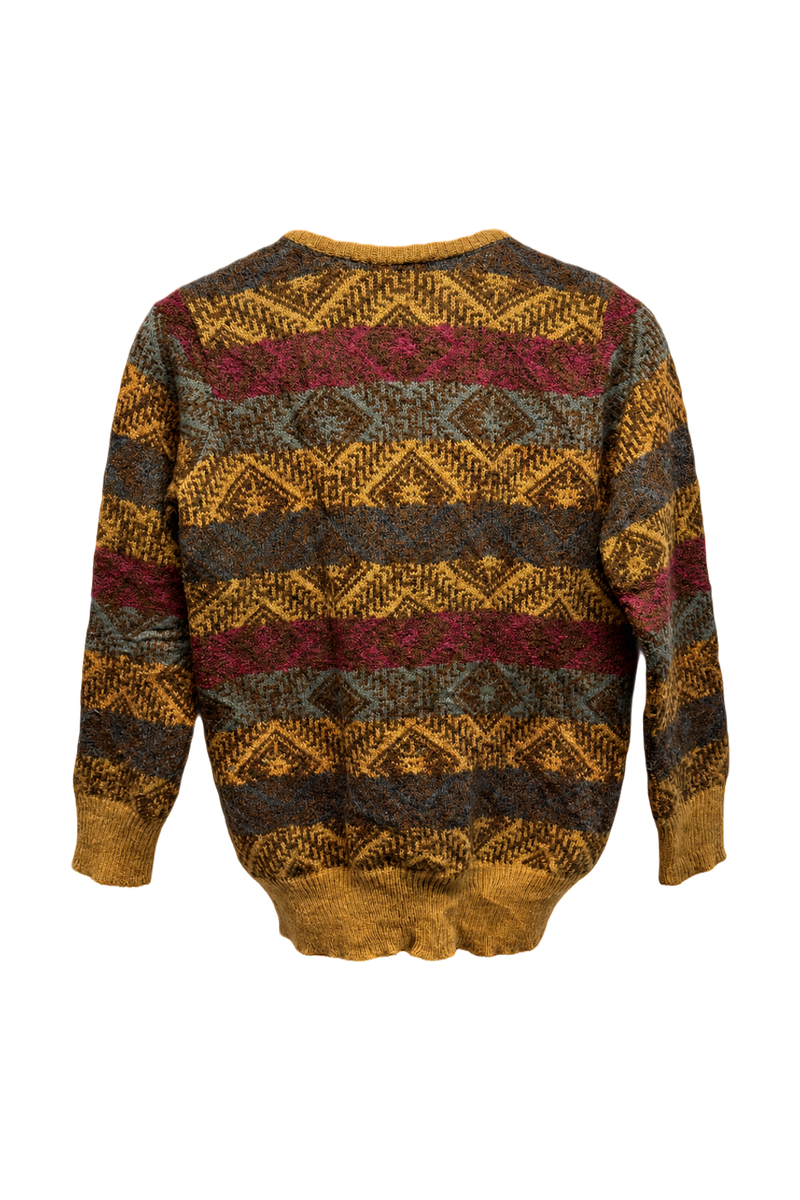 1980s Mustard Yellow Wool Blend Sweater - Back View