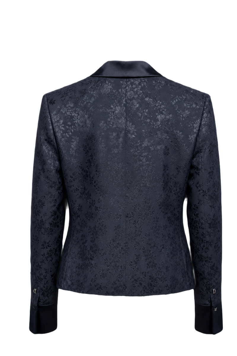 1990s Navy Blue Polyester Blend Blazer - Back View