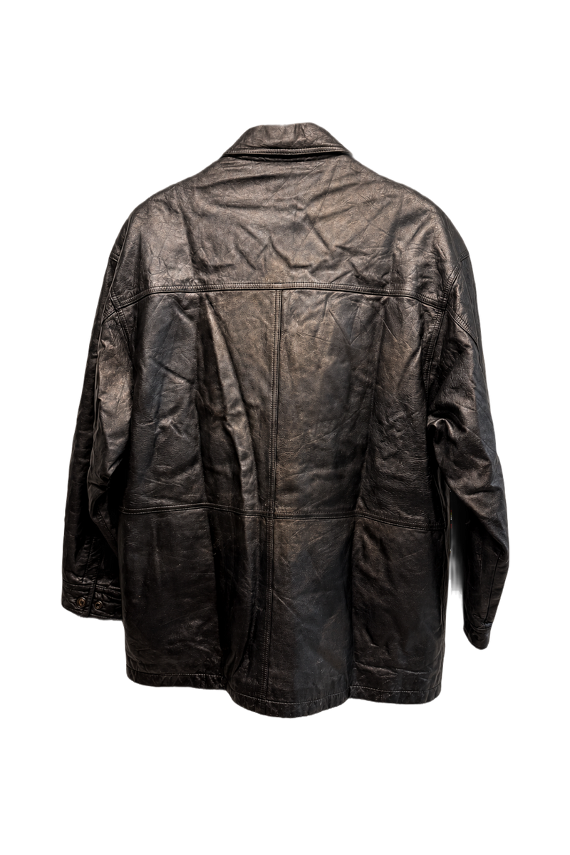 1980s Black Leather Leather Jacket - Back View