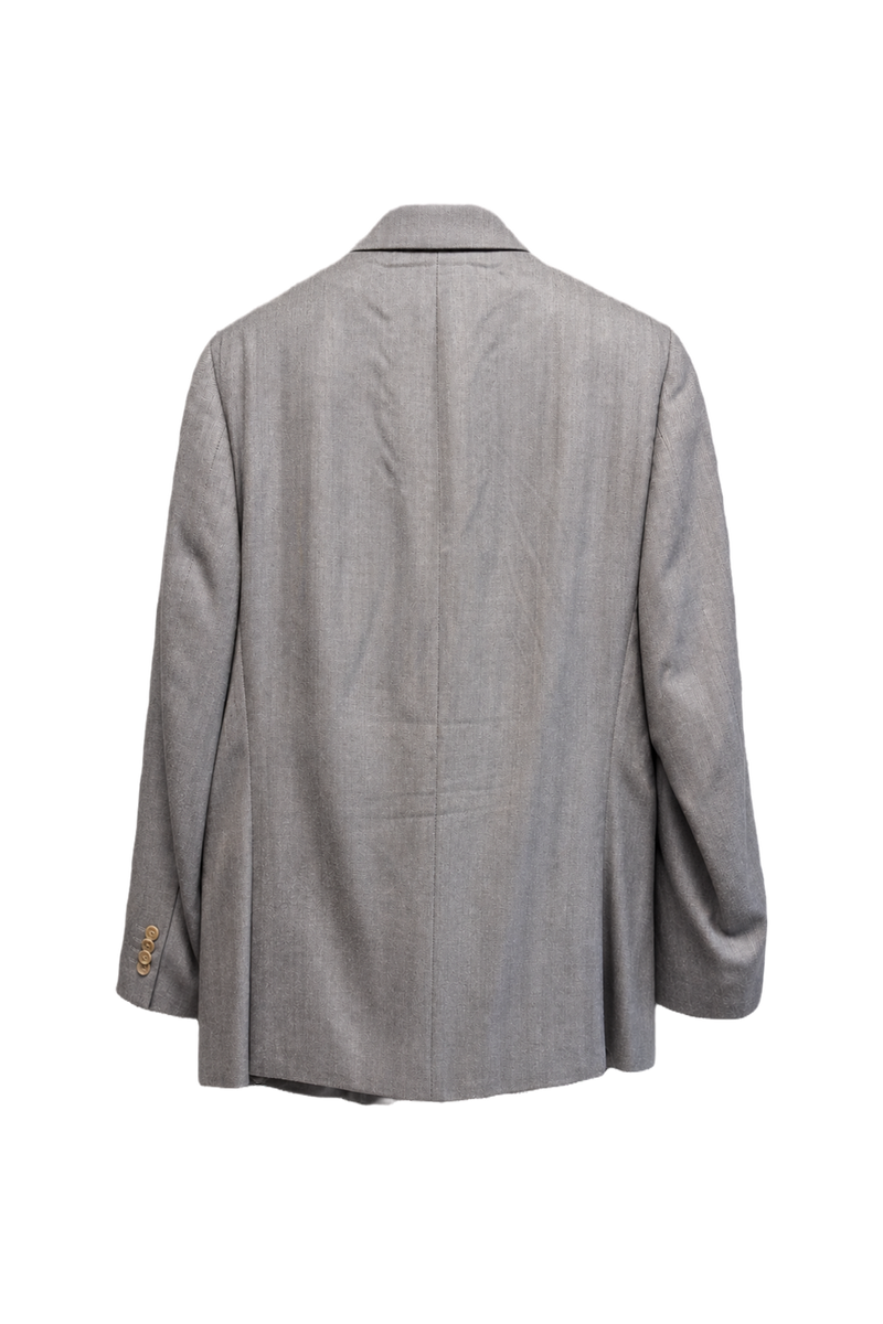 1980s Light Grey Wool Blend Blazer - Back View