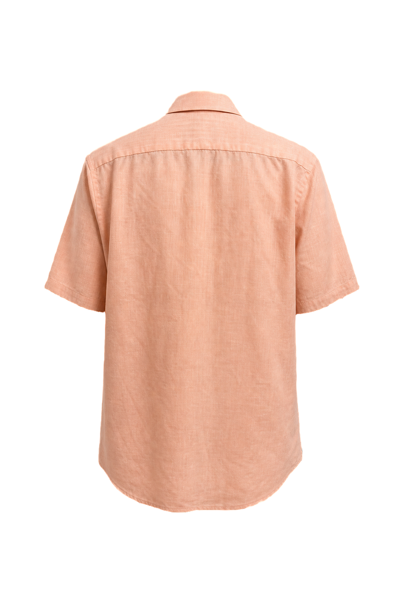 1980s Peach Linen Shirt - Back View