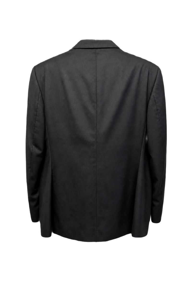 1980s Black Wool Blend Blazer - Back View
