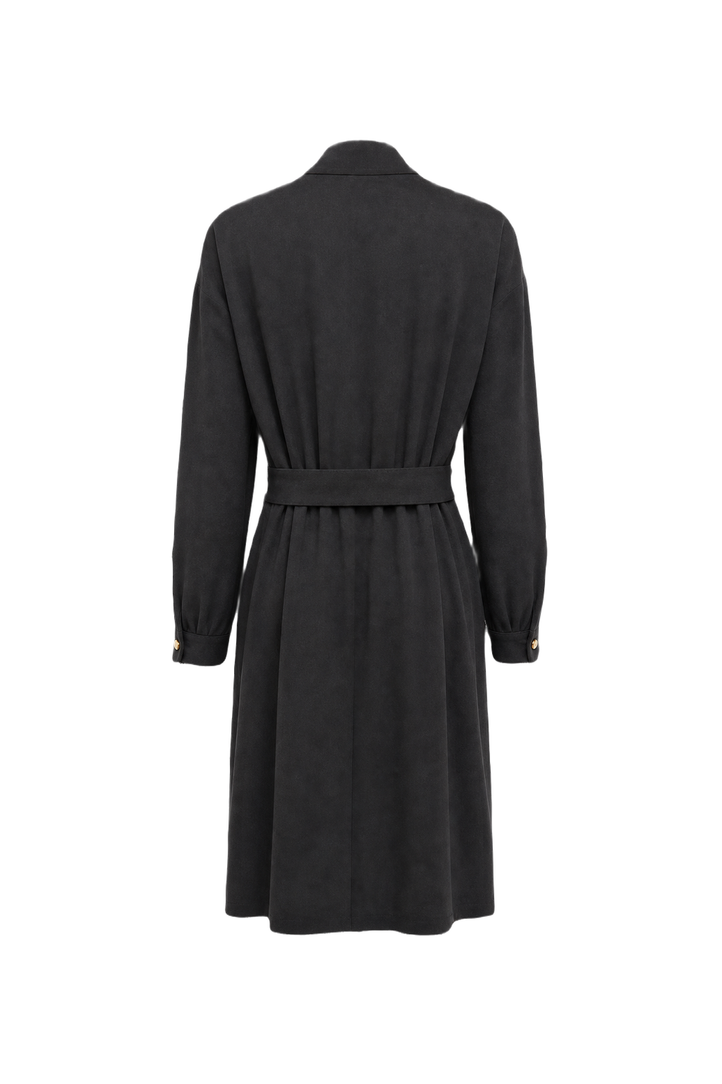 1980s Black Polyester Dress - Back View