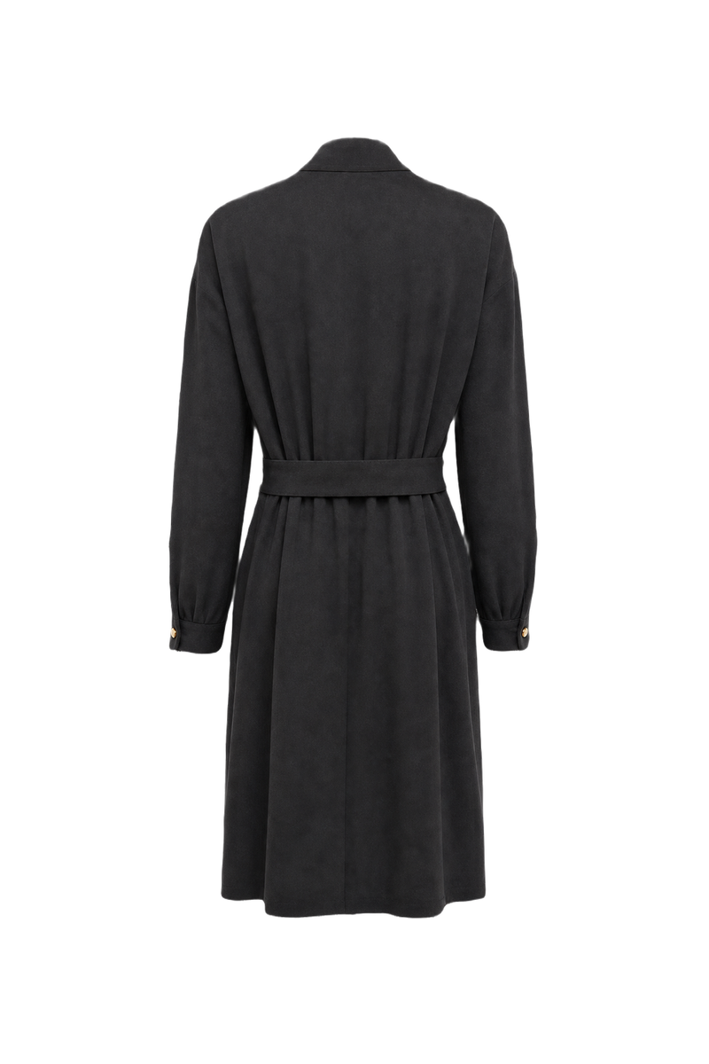 1980s Black Polyester Dress - Back View