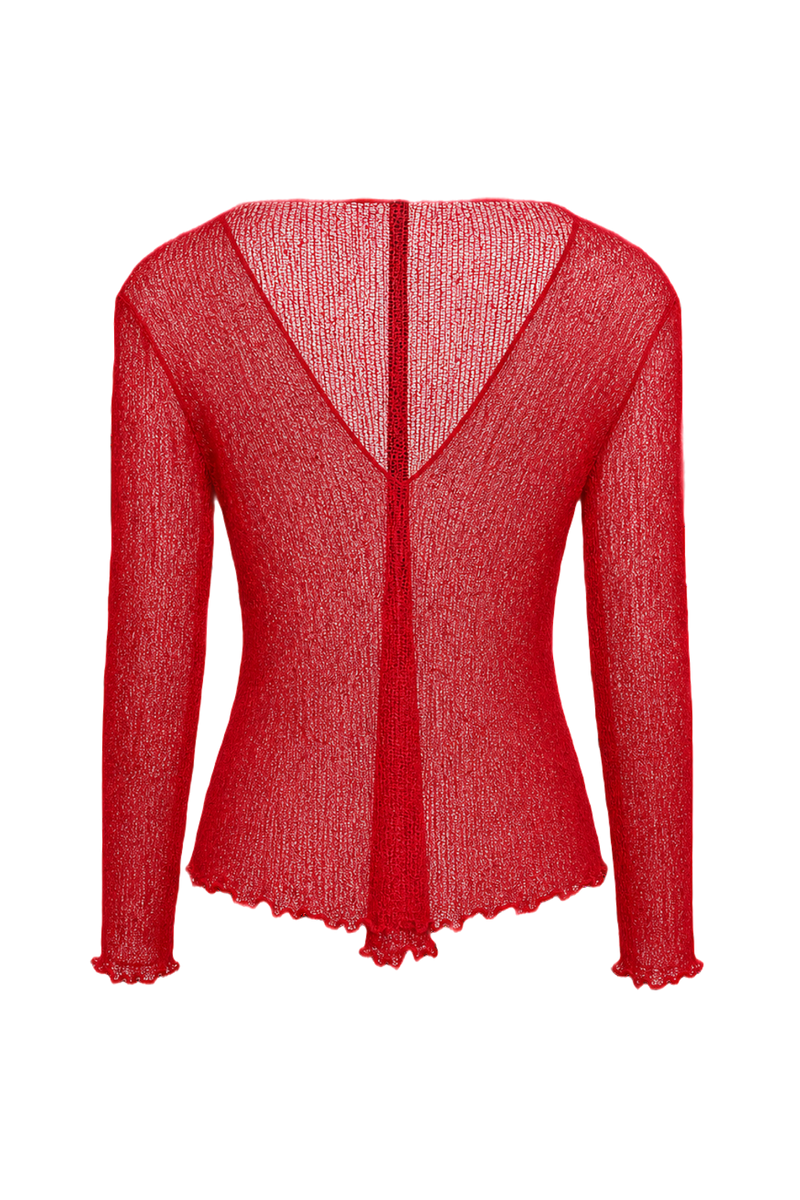 1980s Red Nylon Cardigan - Back View