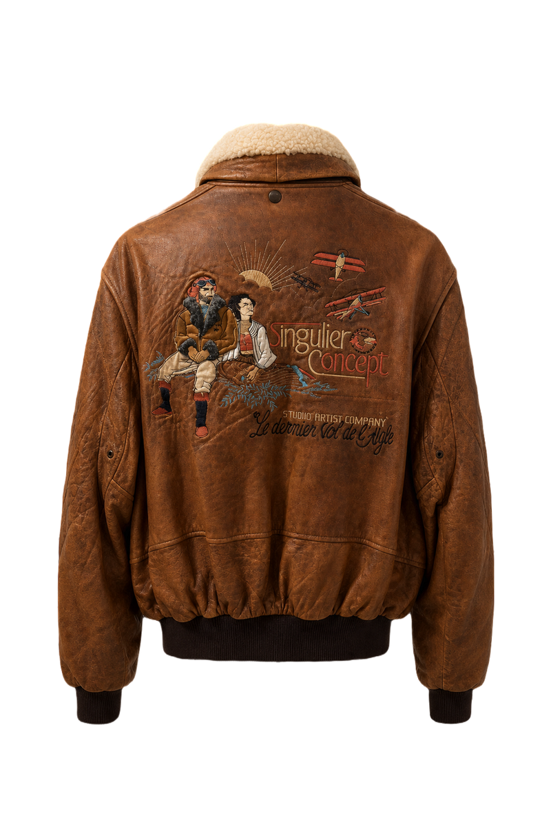 1980s Brown Leather Jacket - Back View