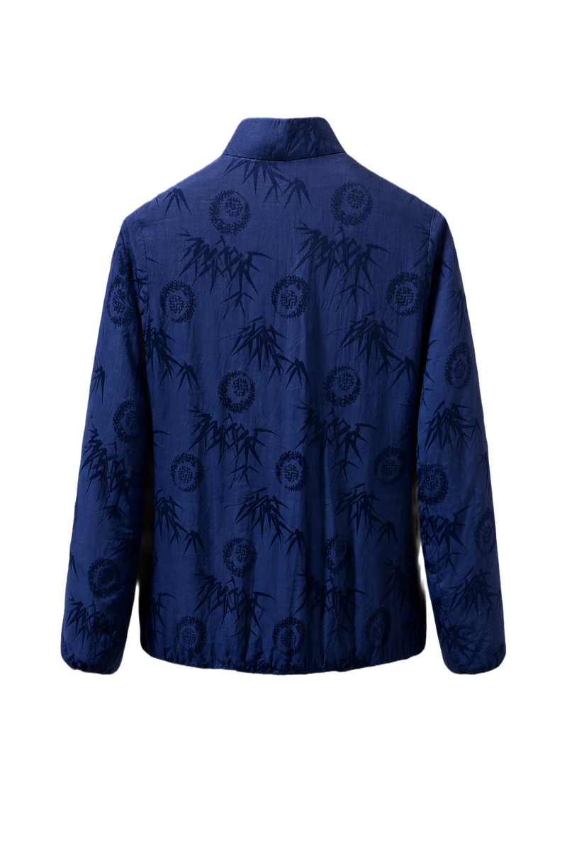 1970s Deep Blue Silk Jacket - Back View