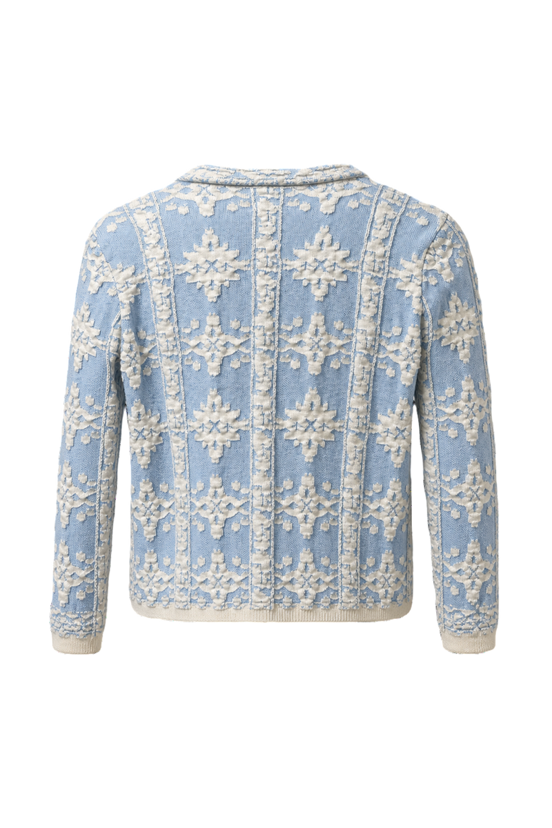 1990s Light Blue Cotton Cardigan - Back View